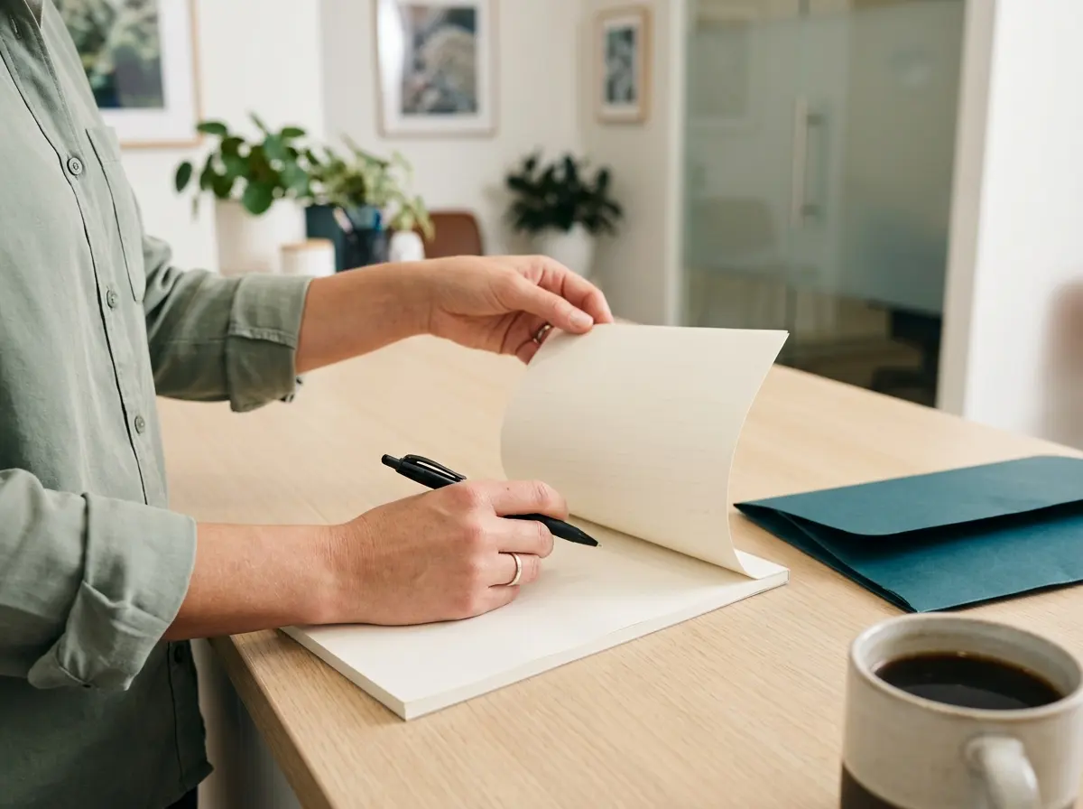 A clinic owner reviewing application pages before signing